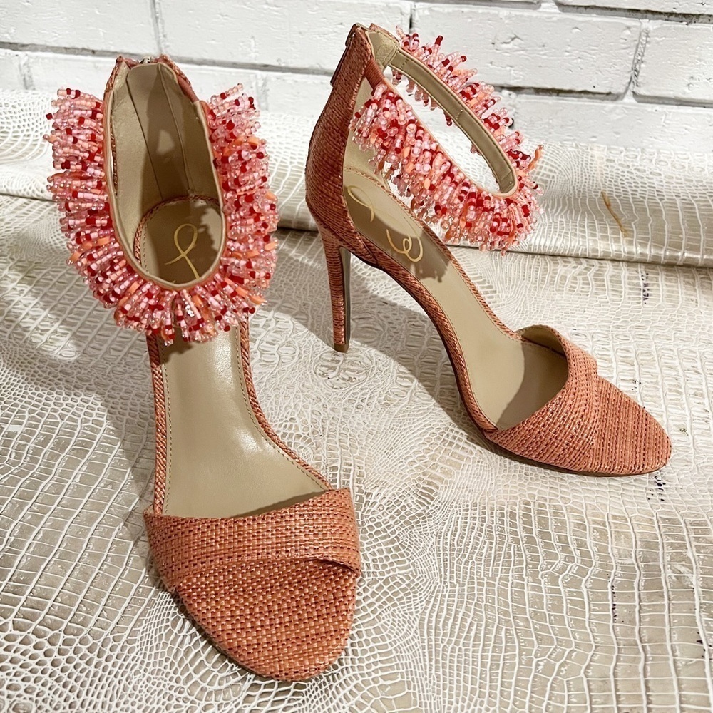 Sam Edelman Gillie Beaded Ankle Strap Heel - Size 8‎